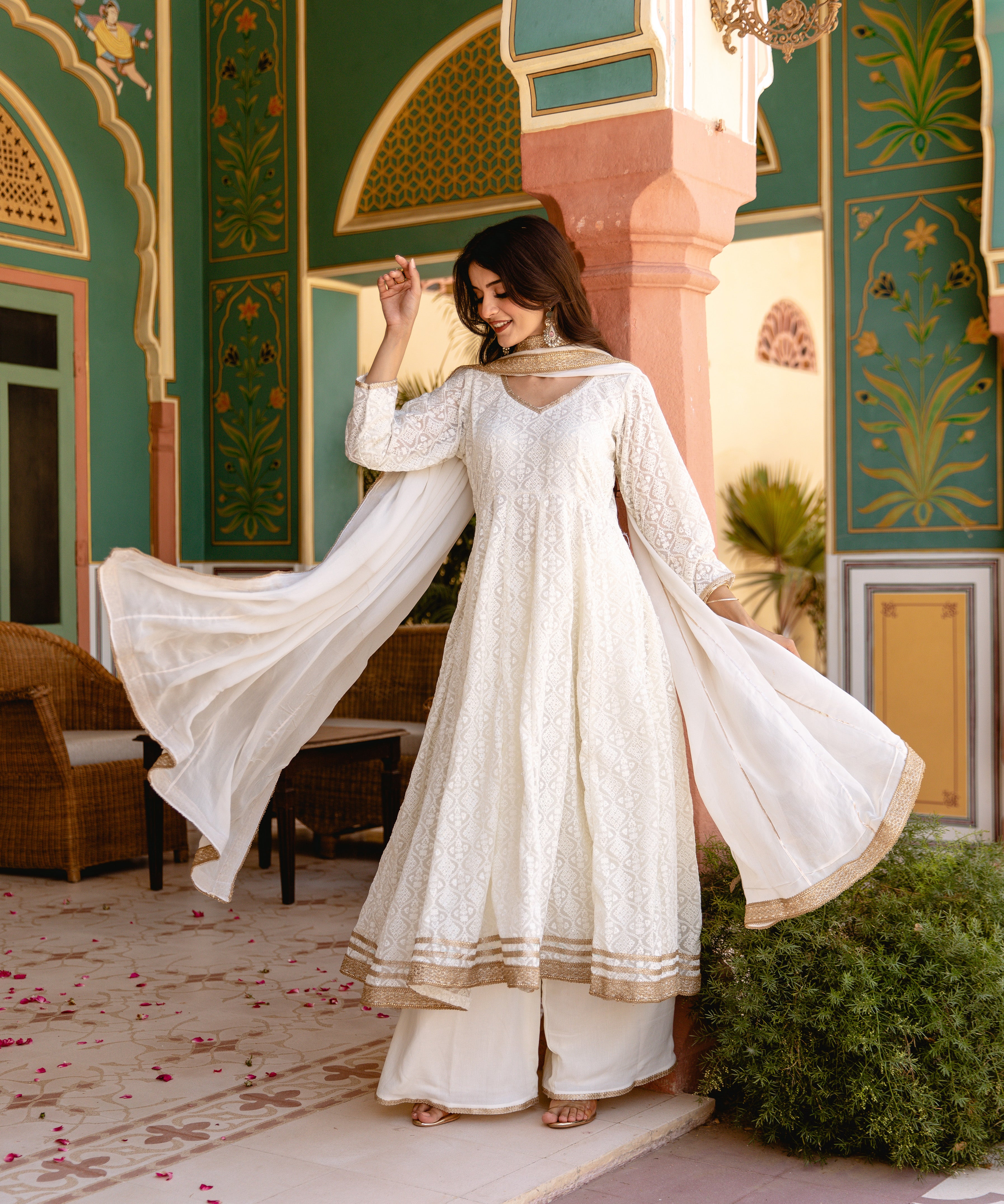 Premium Elegant Chikankari Anarkali Suit With Dupatta, Full Flared  Bollywood Inspired Salwar Kameez Amazing Designer Handmade Indian Outfits -  Etsy