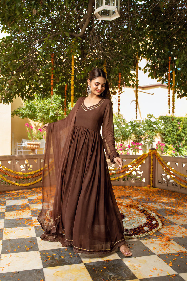 Cappuccino Anarkali Suit set