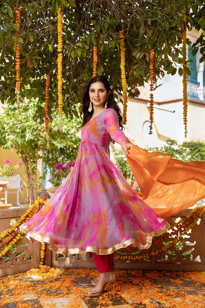 Flamingo Anarkali Suit Set