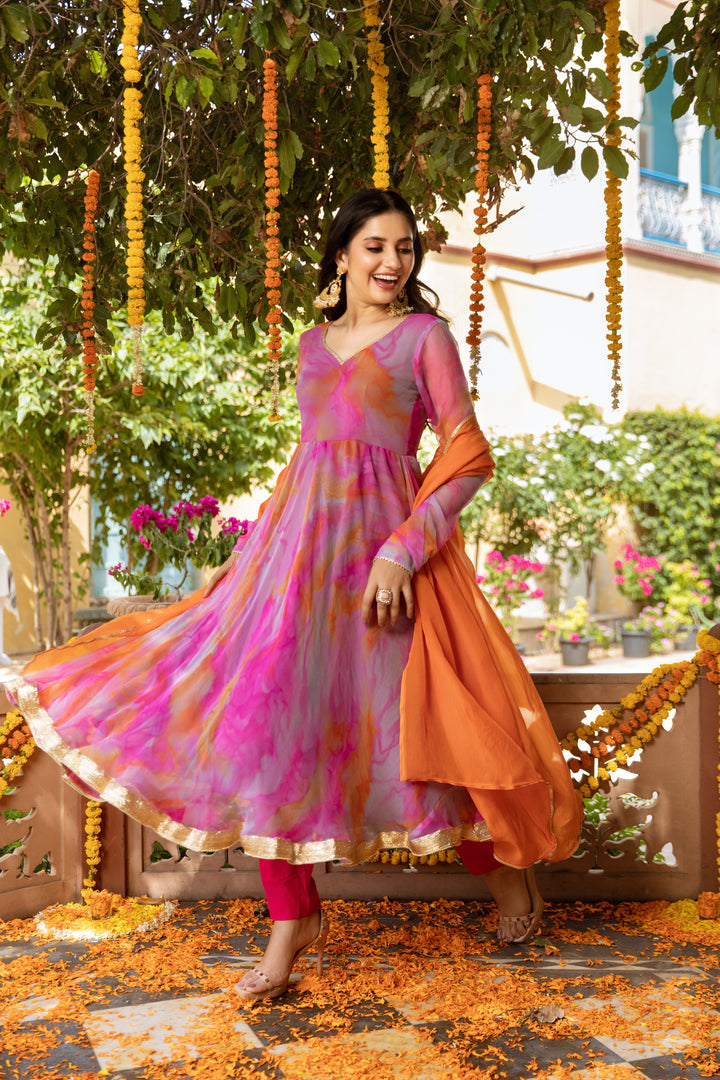 Flamingo Anarkali Suit Set