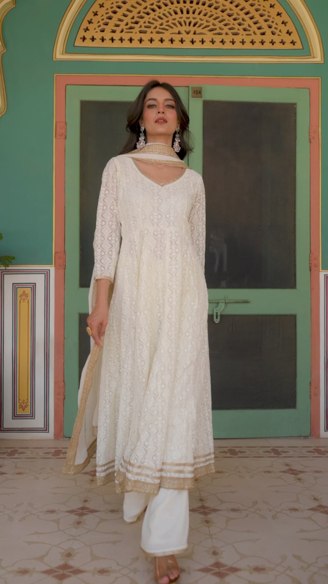 Gauri Chikankari Anarkali Suit Set